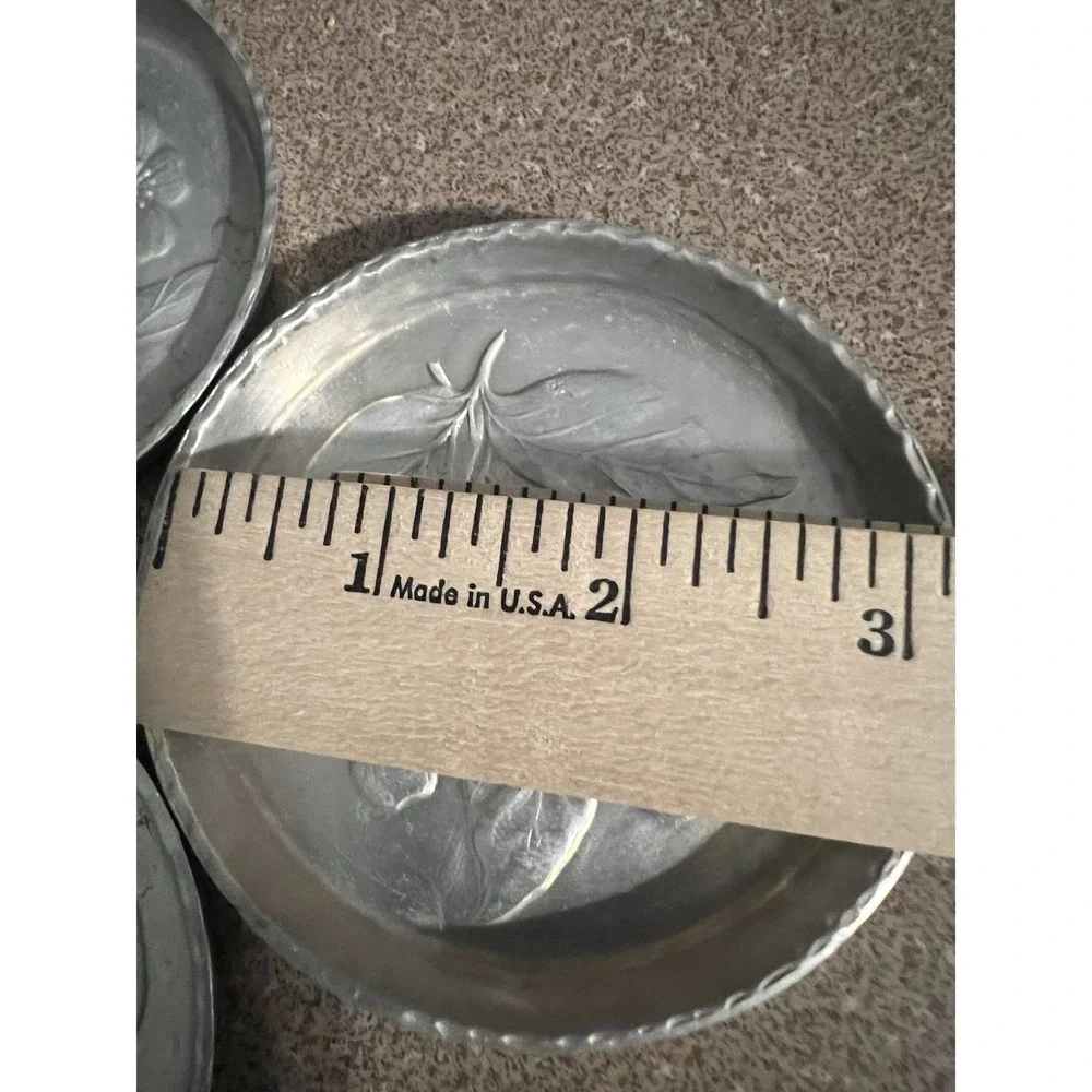 STEDE Vintage Aluminum Embossed Coasters Dogwood Flower And Leaves Set Of 3